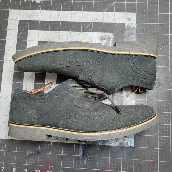 Alpine Swiss Suede Grey Wing Tip Dress Shoes Size 7 mens - Picture 1 of 8